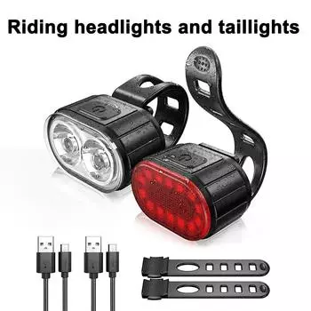 LED Cycling Taillight USB Rechargeable Headlight Waterproof Bike Safety Warning Light Night Bike Cycling equipment accessories