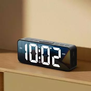 LED Digital Alarm Clock Week Temperature Display Snooze 2 Alarms Night Mode 12/24H Output USB Port DST Table LED Clock чёрный