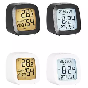 LED Digital Alarm Clock With Backlight 12/24H LCD Display Temperature Humidity Monitor For Home Use Office School