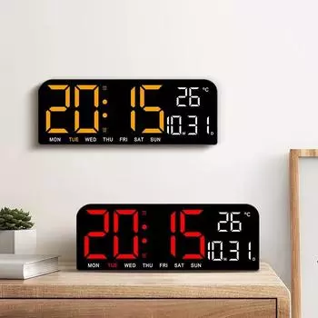 LED Digital Alarm Clock with Sleep Button Adjustable Brightness 5 Modes Desk Wall Clock for Office Living Room Bedroom School красный
