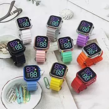 Светодиодные электронные часы модный тренд пара мужчины и женщины кнопка светящиеся гальванические электронные часы