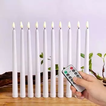 LED Flameless Taper Candles Flickering with 10-Key Remote 11 Battery Operated Ivory Candlesticks Christmas Home Wedding Decor