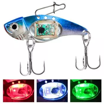 LED Flashing Light Artificial Soft Lure Double Color Fishing Lures Ocean Soft Bait Gift