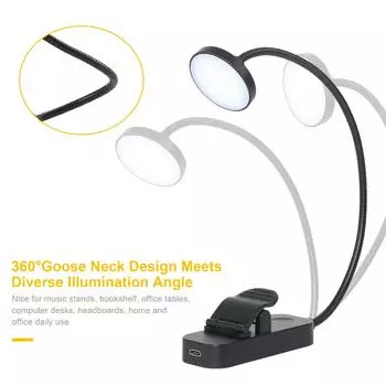 Led Flexible Clip on Book Light Eye-Caring Bookmark Reading Lamp USB Rechargeable Stepless Dimming Night Light