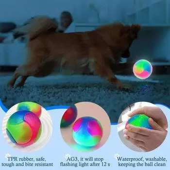 LED Glowing Ball Dog Toy Molar Ball Balls Flashing Elastic Ball Pet Color Light Ball Interactive Toys For Puppy Cats Dog 5.5cm