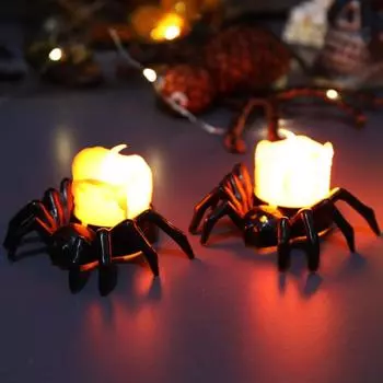 LED Halloween LED Candle Haunted LED Spider Pumpkin Light Halloween Party Decoration 1pc
