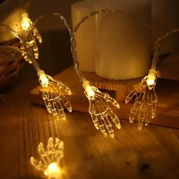 LED Halloween Skeleton String Lights Y2K Indoor Atmosphere Christmas Decoration Room Battery Lights Outdoor Waterproof Outdoor Battery&1.5m 10 bulbs теплый белый
