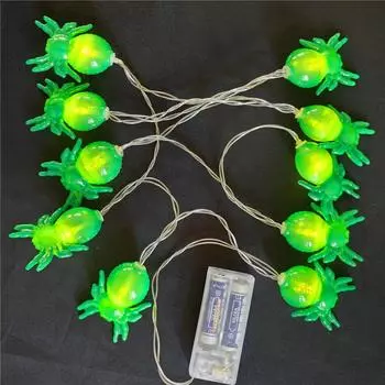 LED Halloween String Lights Green Spider Indoor Decorations String Lights Battery USB Night Light Patio Home Kitchen Decor 800 1.5m 10leds USB светло-желтого