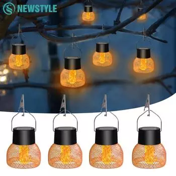 LED Hanging Solar Flame Light 1/4/8 Packs Lanterns for Outside Waterproof Solar Powered Outdoor Lights Garden Yard Tree Camping 1pc
