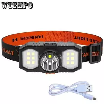 LED Headlights COB Mini Lighting Outdoor Remote Head Mounted Flashlight USB Charging Fishing Light красный