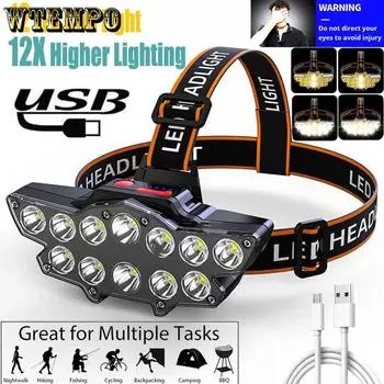 LED High Beam Headlight Outdoor Multi Head Lighting USB Charging Head Lamp Night Cycle Lamp прохладный черный