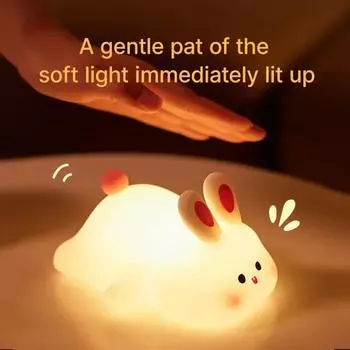LED Home-appliance Children s Baby Lamp Night Light Lamps Room Decor Cute Rabbit Silicone Plastic USB Charging Timed Bedside
