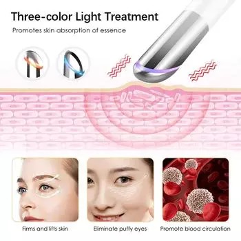 LED IPL Вибрационный лифтинг-массажер для глаз Удаление мешков под глазами Темные круги Нагревающая косметическая ручка Уход за кожей лица Укрепление белый