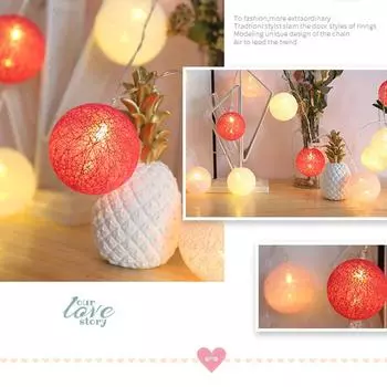 LED Lantern Cotton Ball Macaron String Lamp Christmas Interior Decoration Lights Colorful String Lights Holiday Party Decoration By Battery