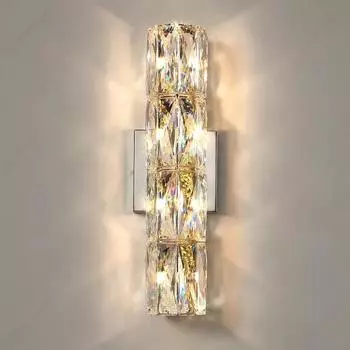 LED Light Luxury Crystal Wall Lamp Bedroom Bedside Lamp Living Room Corridor Villa Hotel Interior Decoration Lighting Fixture Tri colored light