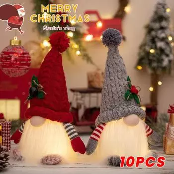 Led Lights Christmas Doll Elf Gnome with Christmas Decoration Christmas Lights Dwarf Knitted Hat Rudolph Doll New Year Gift
