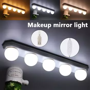 LED Lights Kit for Makeup Vanity Mirror,5 Dimmable Bulbs,3 Colors,USB Powered,Semi Flush Mount Makeup Light for Powder Room белый