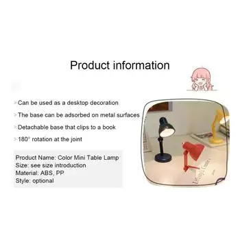 LED Mini Desk Lamp Foldable Magnetic Night Light Bedroom Study Reading Book Lamps With Clip Eye Protection Bedside Book Lights чёрный