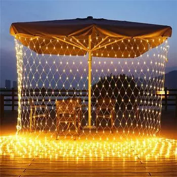Led Net Mesh Fairy Light 1.5*1.5M 3*2M 6*4M Outdoor Waterproof Curtain String Light Christmas Garland Wedding Party Window Decor 1.5mx1.5m теплый белый