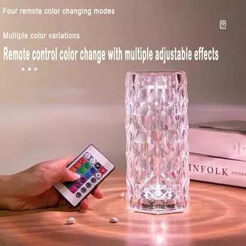 LED night light 16 color RGB rose 16 color remote control adjustable crystal touch desk lamp furniture decoration romantic gift