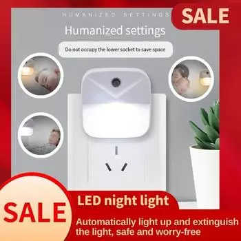 LED Night Light, EU Plug-in Smart Wireless Light Control Sensor Light, 220V Wall Light For Home Corridors, Bathrooms, Hallways
