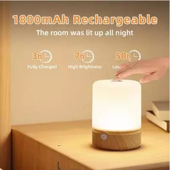 LED Night Light Touch Light Sensor Control Portable USB Powered Color Changing Atmosphere Lamp Bedside Bedroom Living Room Gift