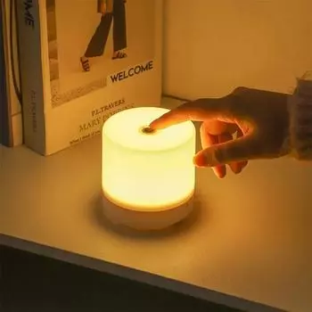 LED Night Light USB Rechargeable Touch 3 Colors Stepless Dimming Eye Protection Sleep Lights Bedroom Bedside Decor Table Lamp