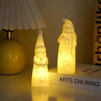 LED Night Lights Christmas Flameless Santa Claus Snowman Candle Ambiance Light Bedroom Bedside Festival Party Home Decor Lamp 3AA Button