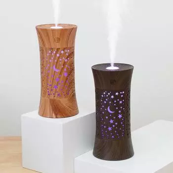 LED Nightlights Mini USB Wood Grain Ultrasonic Mist Aroma Air Humidifier Essential Oil Diffuser None