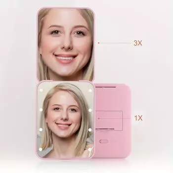 LED Pocket Mirror MagnificationDouble-sided Handheld, Perfect for Travelling and Touch-upsMother s Day Gift Set light mirror розовый