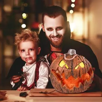 LED Pumpkin Lantern with Rising Falling Sound Thrilling Pumpkin Head Ghost House Decoration Halloween Terrifying Decoration