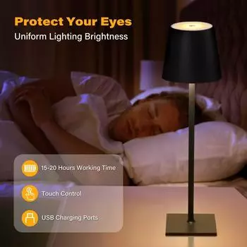 LED Reading Desk Lamp Desktop Decorative Lamp 2400 mAh USB Rechargeable Waterproof Touch Light Indoor Office Lamp Ambient Light золотой