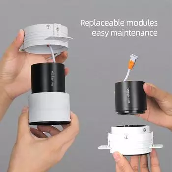 LED Recessed Downlight 7W CRI97 Cutout Hole 8cm Dimmable Frameless Anti-glare Ceiling Spot Light for Living Room Bedroom 7W&Warm White чёрный