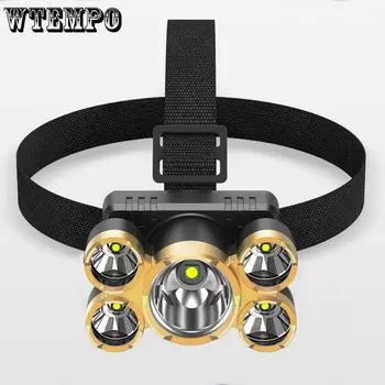 LED Rechargeable Small Headlamp Adjustable Mining Light Outdoor Night Fishing Headlamp Strong Light Headlamp золотой