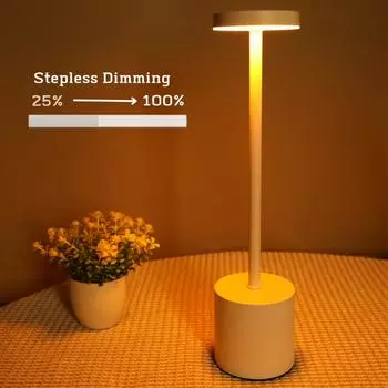 LED Rechargeable Touch Metal Table Lamp Writing Lamp Bedside Creative Ambient Lights Bar Outdoor Decoration Night Lightings 2024 белый
