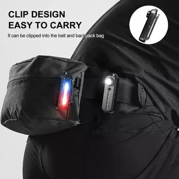 LED Red Blue Shoulder Police Light with Clip USB Rechargeable Flashing Warn Safety Bicycle Tail Lamp Led Portable Flashlight