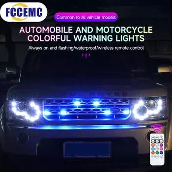 LED RGB Car Aircraft Strobe Lights Flash Position Wireless Motorcycle Warning Light Remote USB Charging 7Colors Indicator Lamp