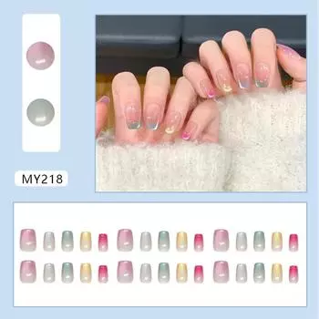 Лед сквозь кошачий глаз жизненность радуга милый дофамин девичье чувство съемный маникюр 30 штук