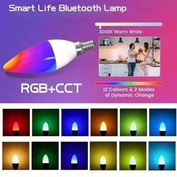 Светодиодная интеллектуальная лампочка E14 RGB Bluetooth 220 В свечные хрустальные лампы с регулируемой яркостью управления через приложение для умного дома, спальни, гостиной 5w