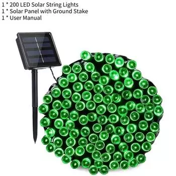 Led Solar 200 String Lights Outdoor Garden Party Xmas Fairy Wedding Decor Lamp Green