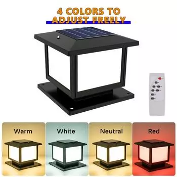 LED Solar Column Light Waterproof Solar Light Outdoor Remote Control Garden Sunlight Fence Channel Outdoor Decorative Light IP65