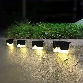 LED Solar Powered Fence Lamp L-shaped Solar Lights Outdoor Waterproof Garden Courtyard Lawn Park Stairs Decor Sunlight Light 1 pc теплый белый