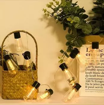 LED Solar String Lamp with 8 Twinkle Modes Vintage Bulb Fairy Lights for Birthday Wedding Party Festival Christmas Decoration 3.5M 10 LED теплый белый