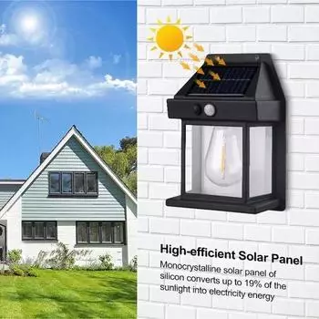 LED Solar Wall Lamp Intelligent Motion Sensor Outdoor Wall Light 3 Lighting Modes Waterproof Courtyard Garden Decoration Lantern