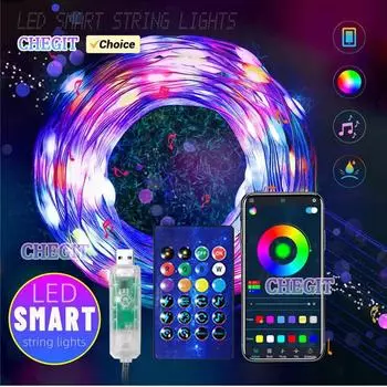 Светодиодная гирлянда RGBIC адресуемый смарт-контроллер Bluetooth приложение DIY новогодняя елочная гирлянда огни USB 5 В 5 м 10 м 20 м*2