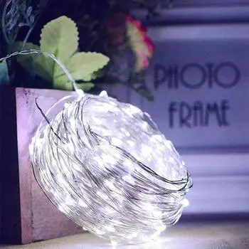 LED String Light Battery Operated Garlands Fairy Light Christmas New Year s Decoration Wedding Party Ornaments Garland Lights Silver Wire Color&2M 20LEDs