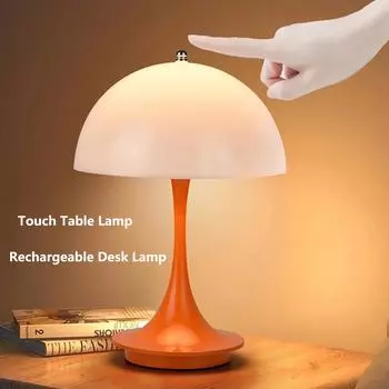 LED Table Lamp Rechargeable Wireless 3 Colors Dimmable Switch Sensor Touch Bedside Night Light For Restaurant Bar Bedroom Decor оранжевый