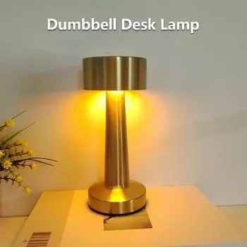 Светодиодные настольные лампы в стиле ретро для бара, кофе, 3 цвета, настольная лампа с сенсорным датчиком, перезаряжаемый ночник для столовой, настольная декоративная лампа золотистый