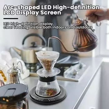 LED Upgrade Espresso Scale with Timer High Precision Ring Silicone Pad Coffee Scale Rechargeable Food Kitchen Scale