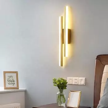 Led Wall Lamp Gold/Black Wall Creative Minimalist Bedroom Bedside Wall Lamp Tricolor